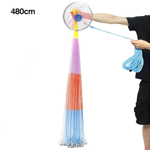 8ft Hand Cast Fishing Net Spin Network Easy Throw Bait Nylon Mesh NEW